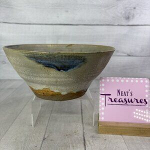 Marx 01 Pottery Rustic Muti Color Silver Blue Highlights Farmhouse Serving Bowl